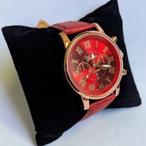 Stylish Red and Gold Wristwatch